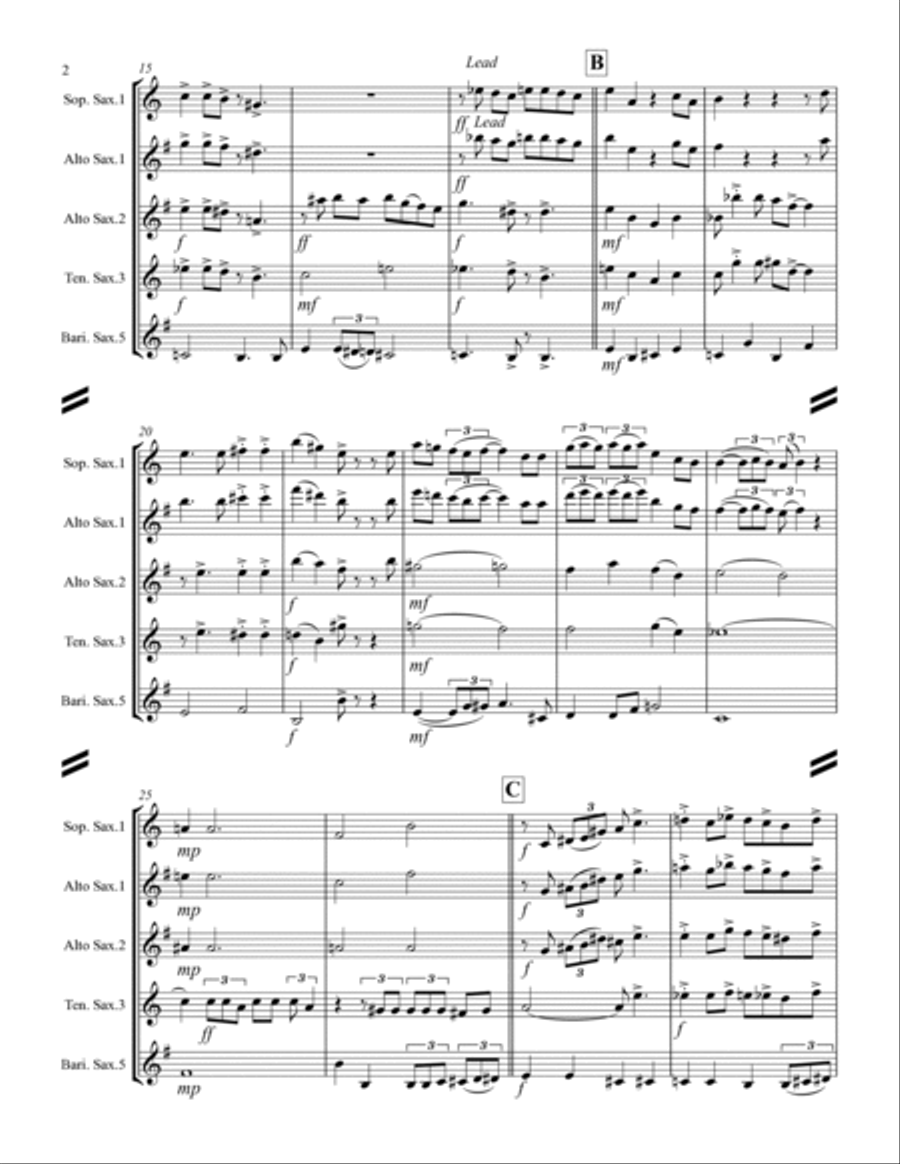 You're A Mean One, Mr. Grinch Saxophone Quartet scores gallery preview page 3