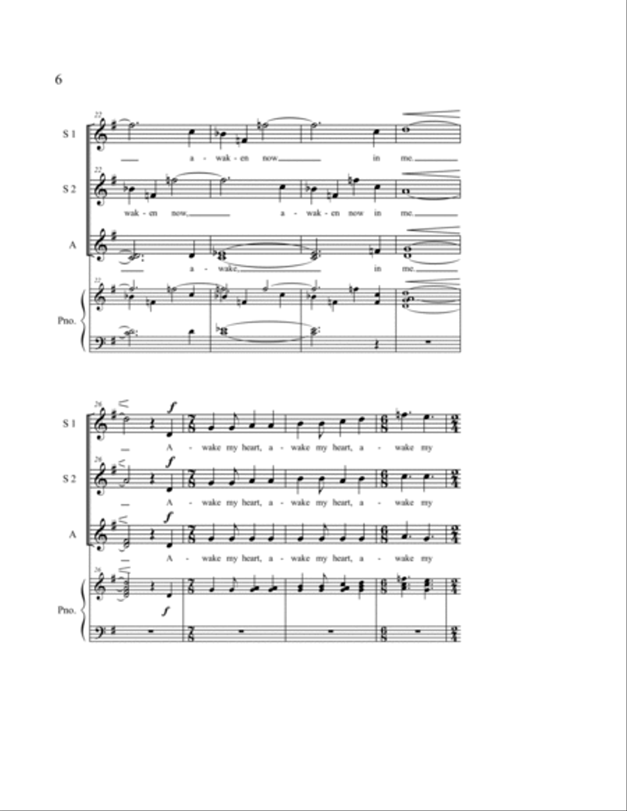 Awake My Heart to Sing SSA scores gallery preview page 9