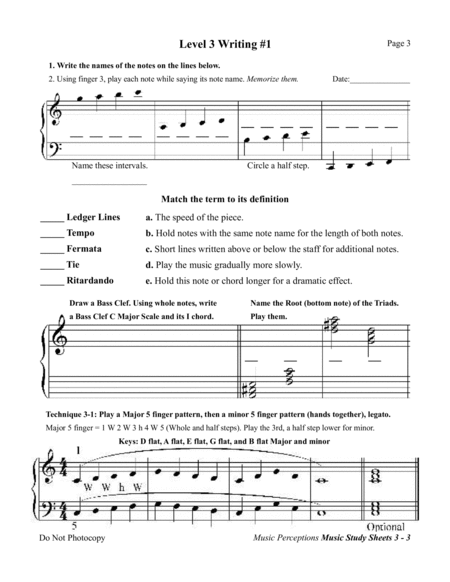 Music Study Sheets Level 3 2014 and 2003 Revision edition