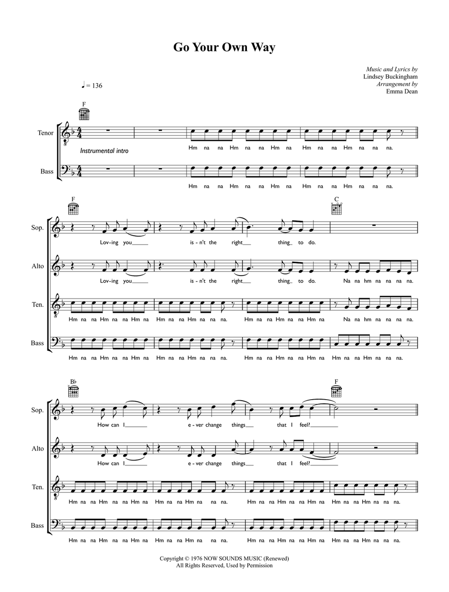 Go Your Own Way 4-Part scores gallery preview page 1