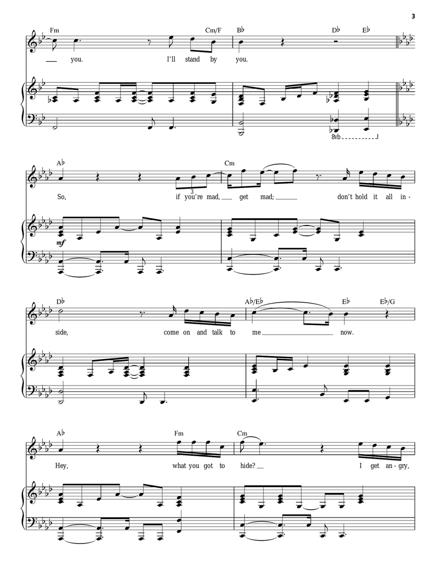 I'll Stand By You Piano, Vocal scores gallery preview page 3