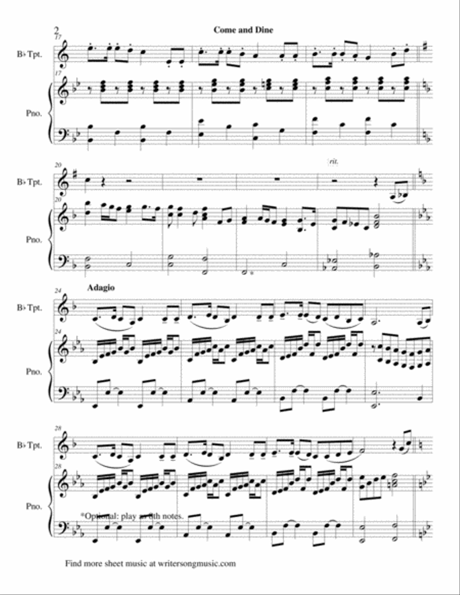Come and Dine for Trumpet Trumpet Solo scores gallery preview page 3