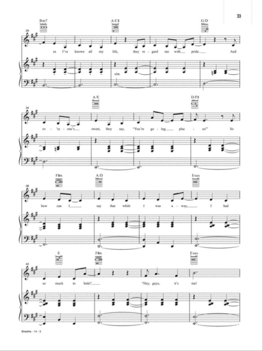 Breathe (Music from the Original Motion Picture Soundtrack, In The Heights) Piano, Vocal, Guitar scores gallery preview page 3