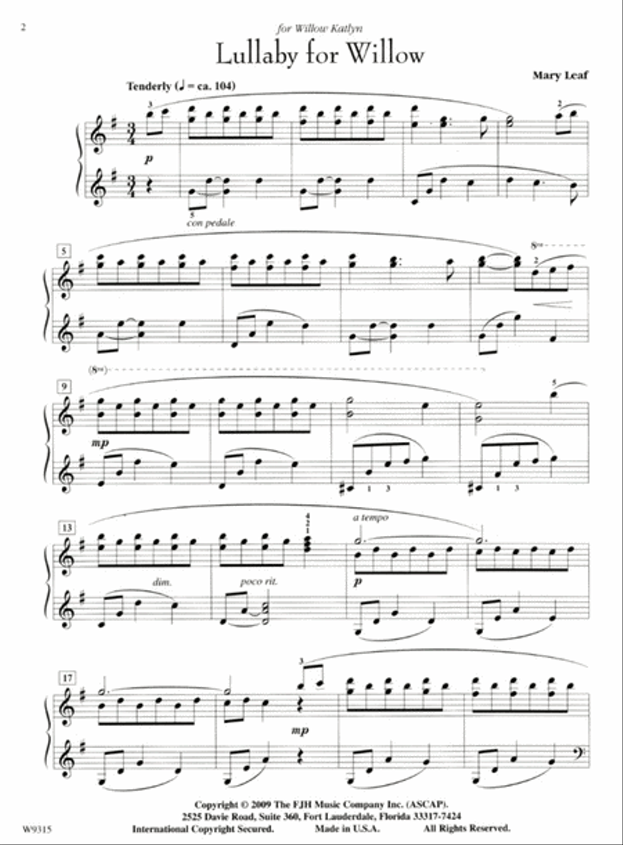 Lullaby for Willow Piano Solo scores gallery preview page 2
