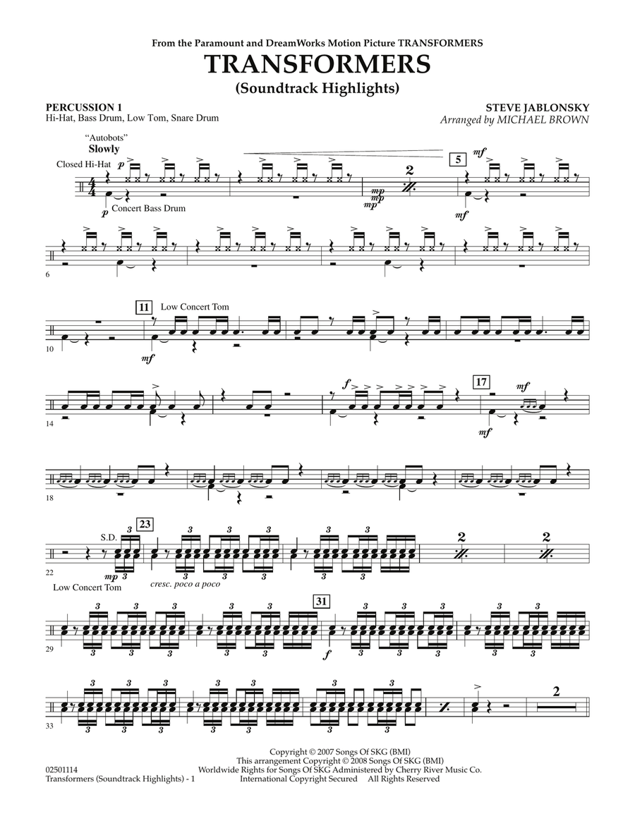 Transformers Soundtrack Highlights - Percussion 1