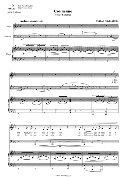 Somnenie (voice, piano and obligato) (C minor)