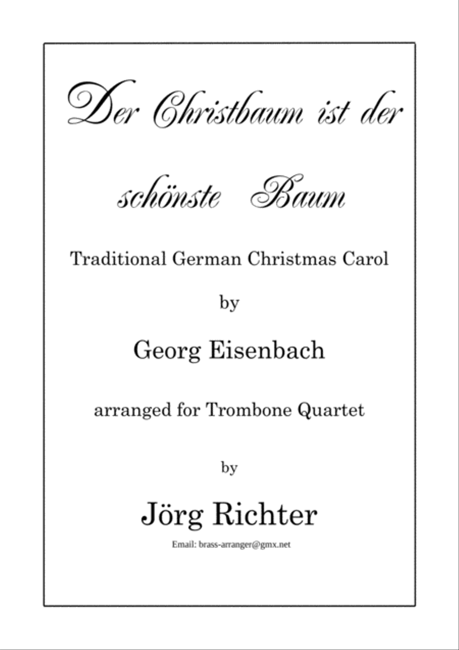 The Christmas tree is the most beautiful tree for Trombone Quartet Brass Quartet scores gallery preview page 1