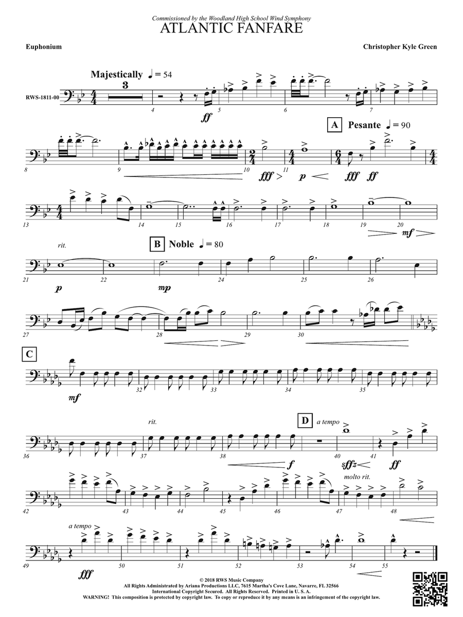 Atlantic Fanfare: Baritone B.C. Baritone Horn BC scores gallery preview page 1