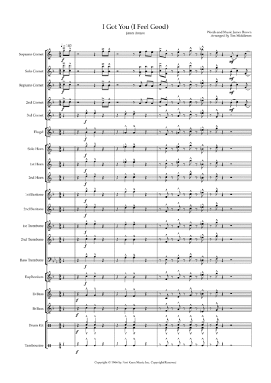 I Got You (i Feel Good) Brass Band scores gallery preview page 2