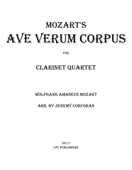 Ave Verum Corpus for Clarinet Quartet image number null
