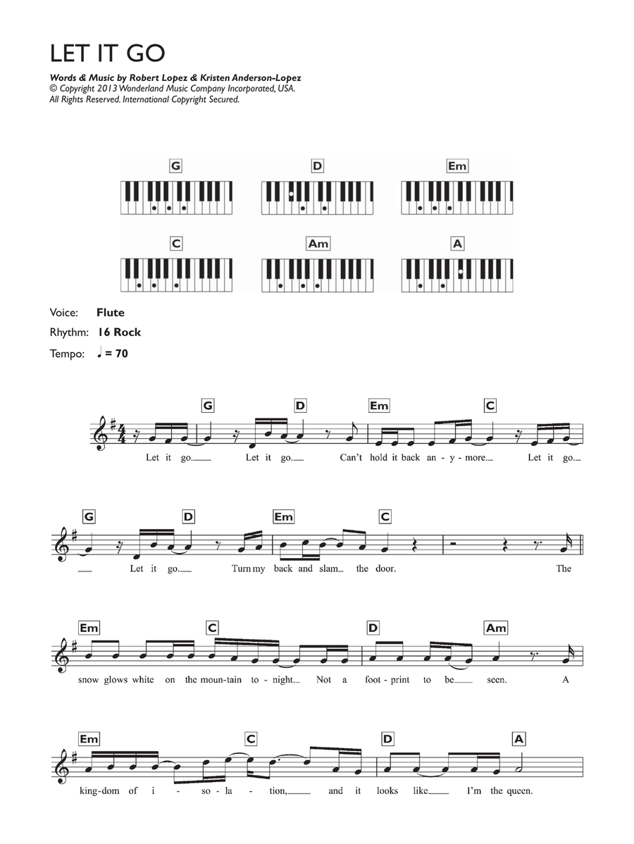 Let It Go (from Frozen) (Demi Lovato version) Piano Solo scores gallery preview page 1