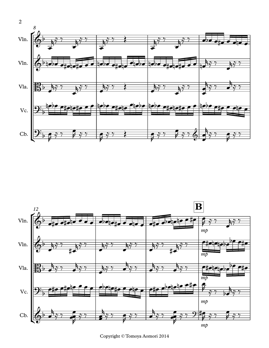 The Flight of the Bumblebee - arranged for String Ensemble/Orchestra/Quintet by Tomoya Aomori - scor String Orchestra scores gallery preview page 2