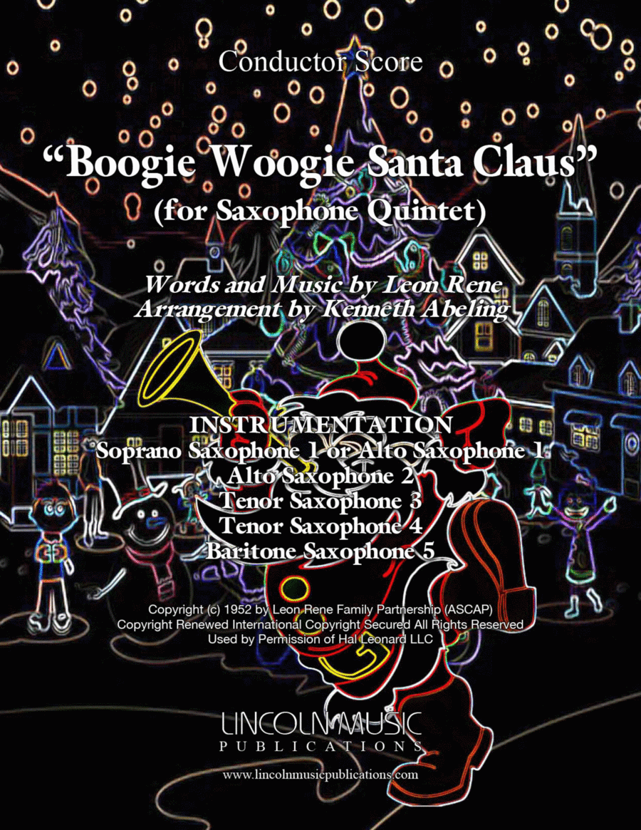 Boogie Woogie Santa Claus Saxophone Quintet scores gallery preview page 1