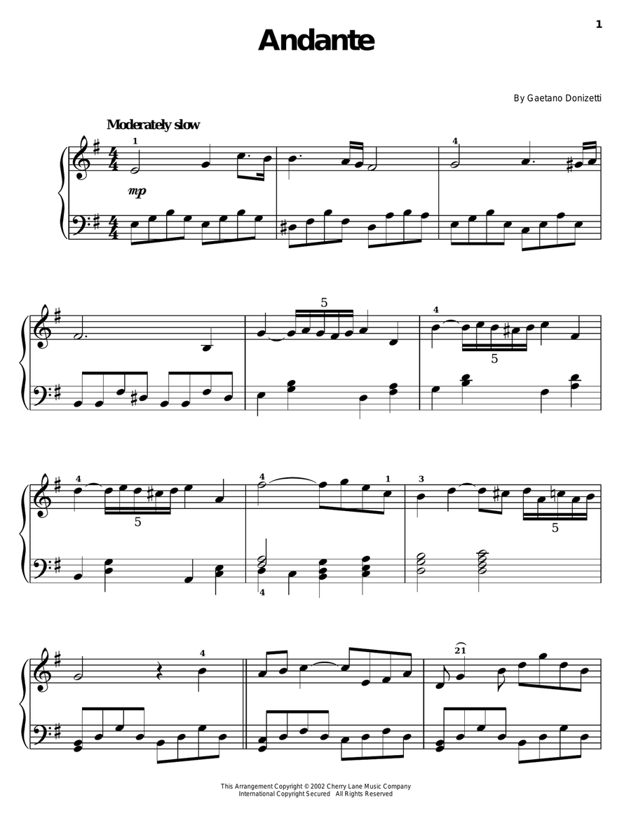 Andante Andante Easy Piano scores gallery preview page 1