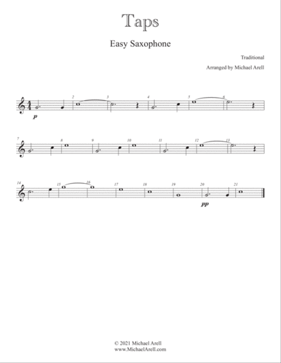 Taps- Easy Saxophone Woodwind Quartet scores gallery preview page 2