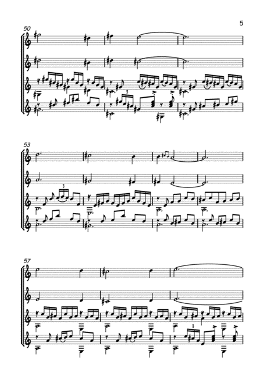 Recuerdos de la Alhambra ( Guitar Quartet ) Small Ensemble scores gallery preview page 5