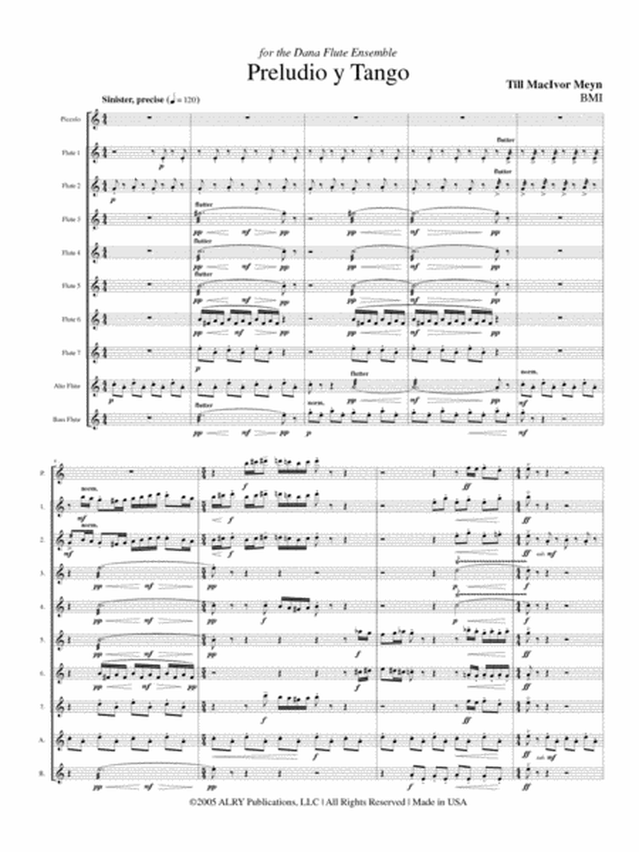 Preludio y Tango for Flute Choir