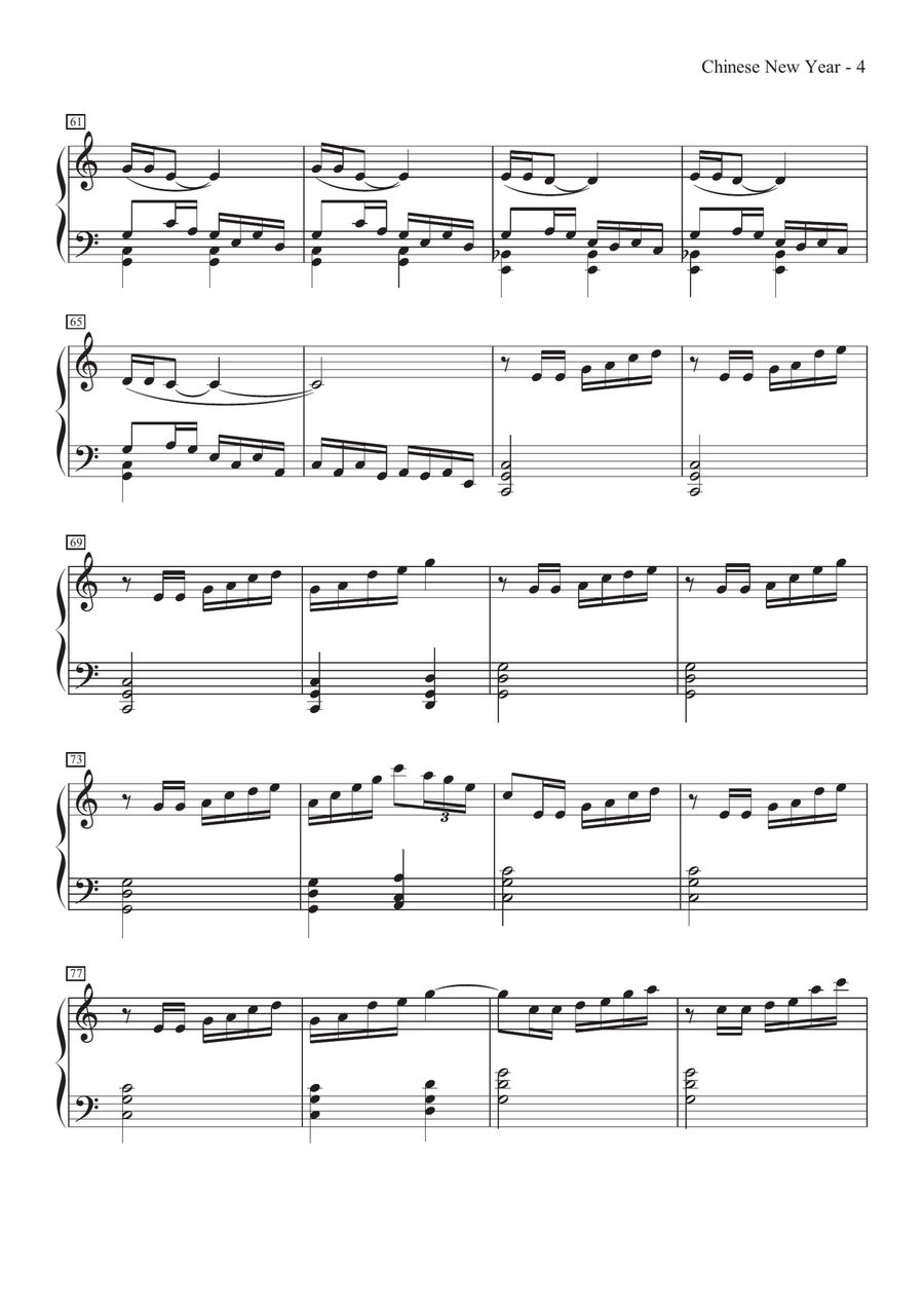 Chinese New Year Piano Solo scores gallery preview page 4