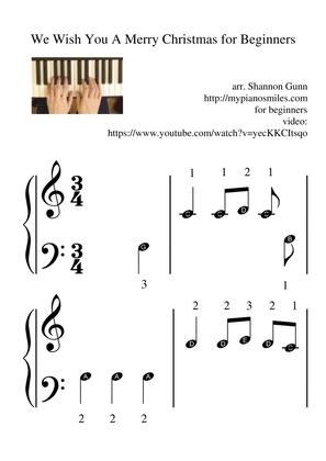 We Wish You A Merry Christmas - Level 1a - Easy Beginner Sheet Music with Notes