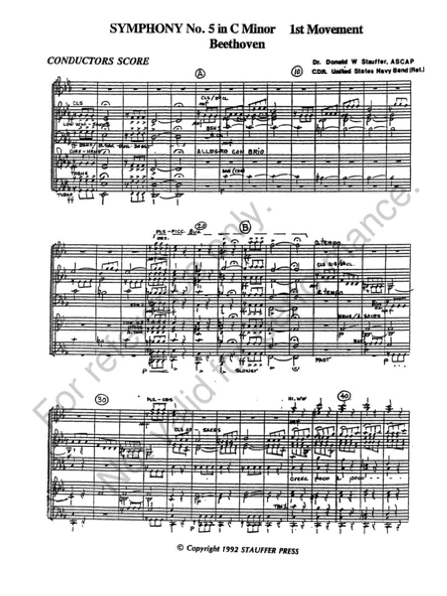 Symphony #5 In C Minor (1st Mvt.) Concert Band scores gallery preview page 2