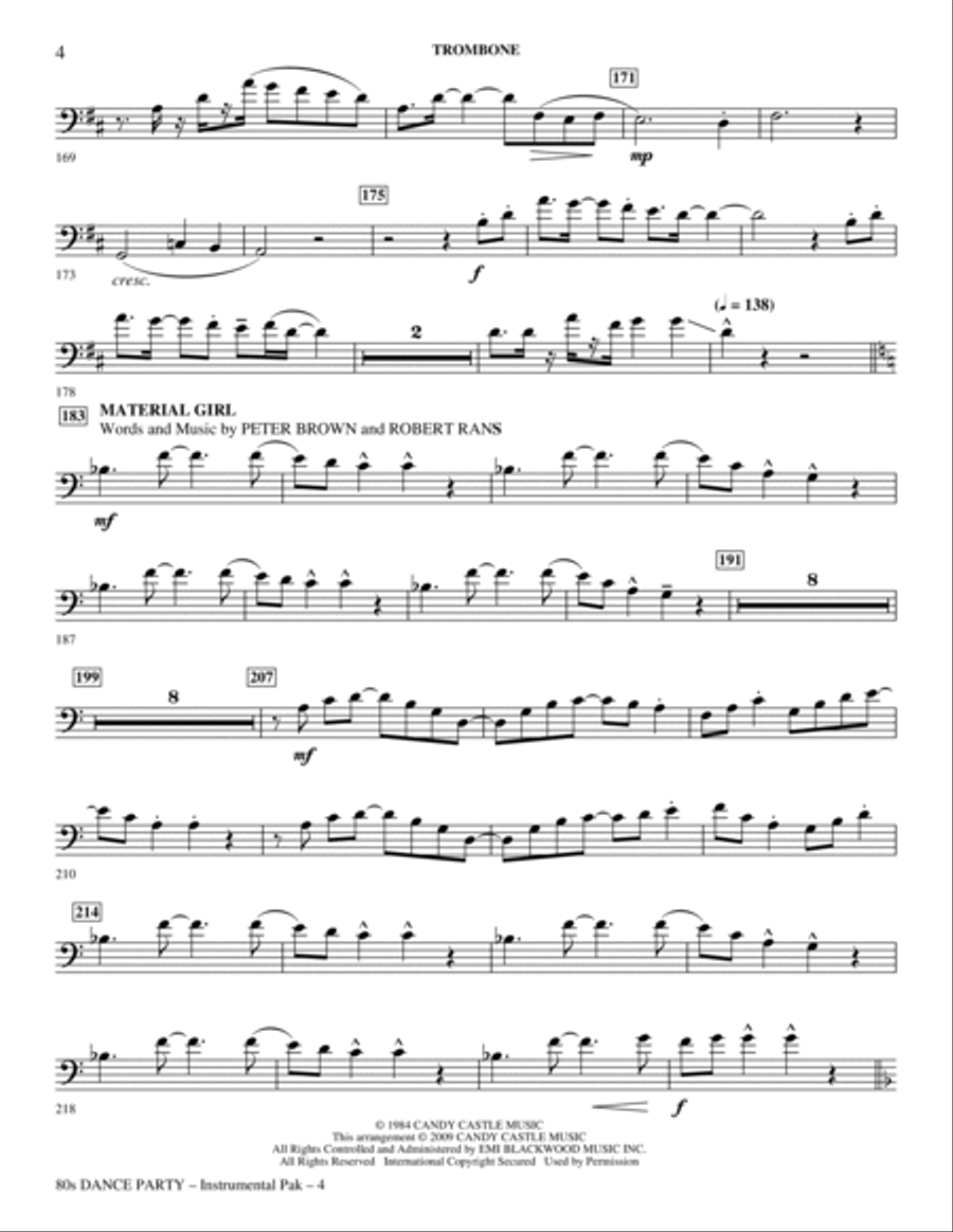 80s Dance Party (Medley) - Trombone Choir scores gallery preview page 4