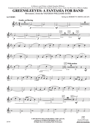 Greensleeves: A Fantasia for Band: 1st F Horn