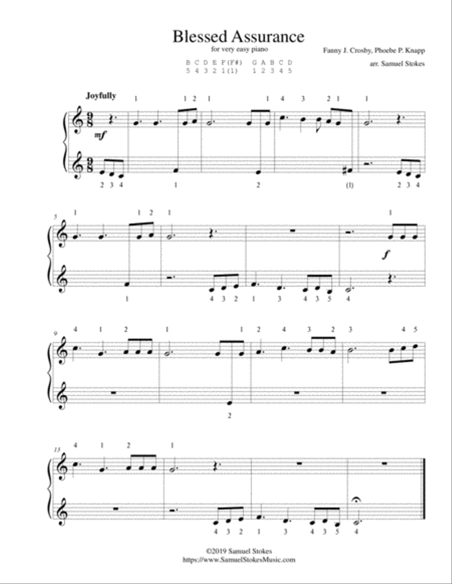 Blessed Assurance - for very easy piano Easy Piano scores gallery preview page 1