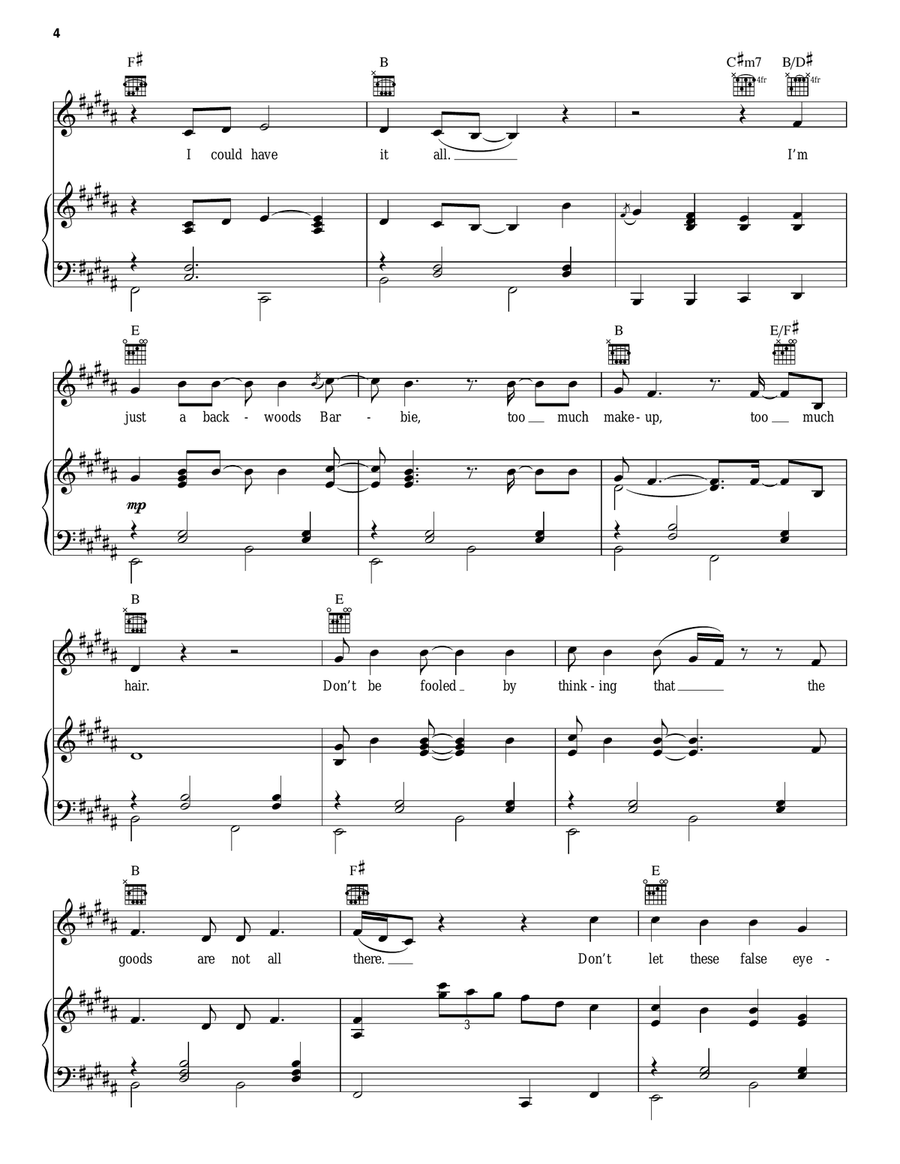 Backwoods Barbie (from 9 to 5: The Musical) Piano, Vocal, Guitar scores gallery preview page 4