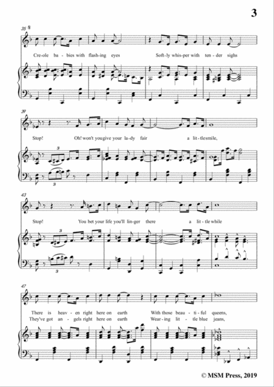 Turner Layton-Way Down Yonder in New Orleans,in F Major,for Voice&Pno