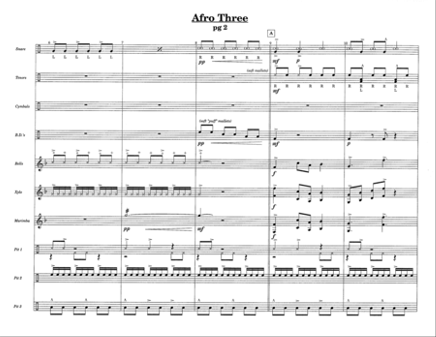 Afro Three w/Tutor Tracks Percussion Ensemble scores gallery preview page 4