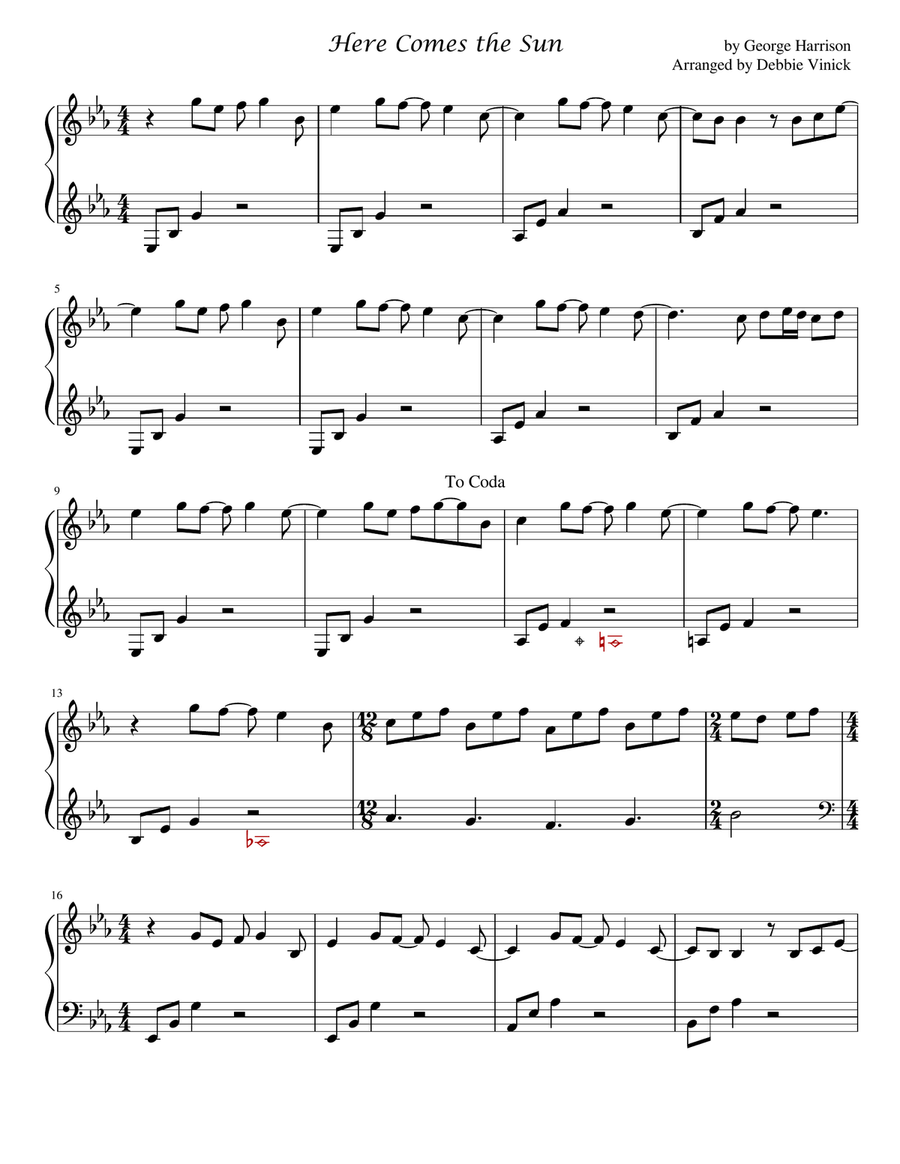Here Comes The Sun Celtic Harp scores gallery preview page 2