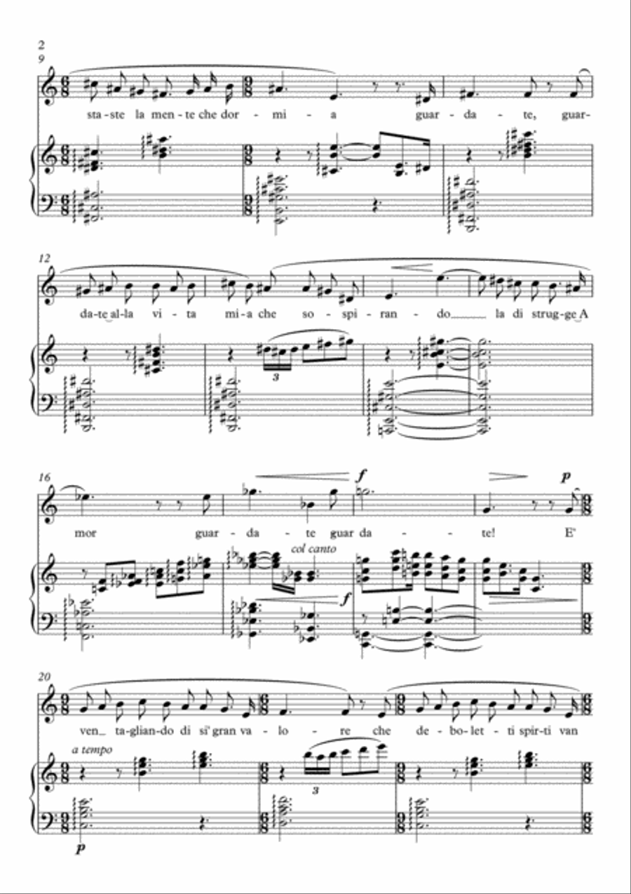 Voi che per gli occhi - for tenor and piano Tenor Voice scores gallery preview page 2