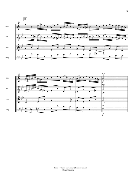 3 Couleurs anciennes / pour Quatuor de Saxophones / (1er Mouvement)
