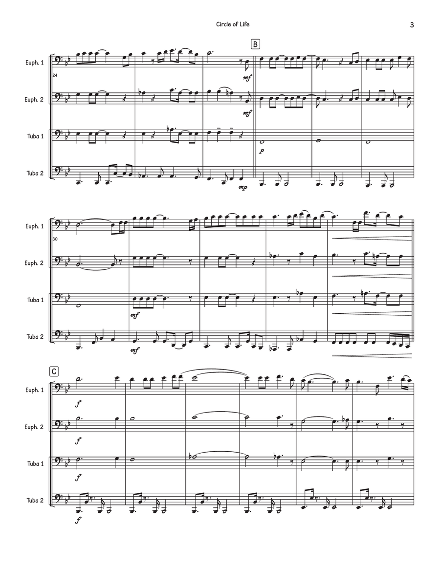 Circle Of Life Circle Of Life Brass Quartet scores gallery preview page 3