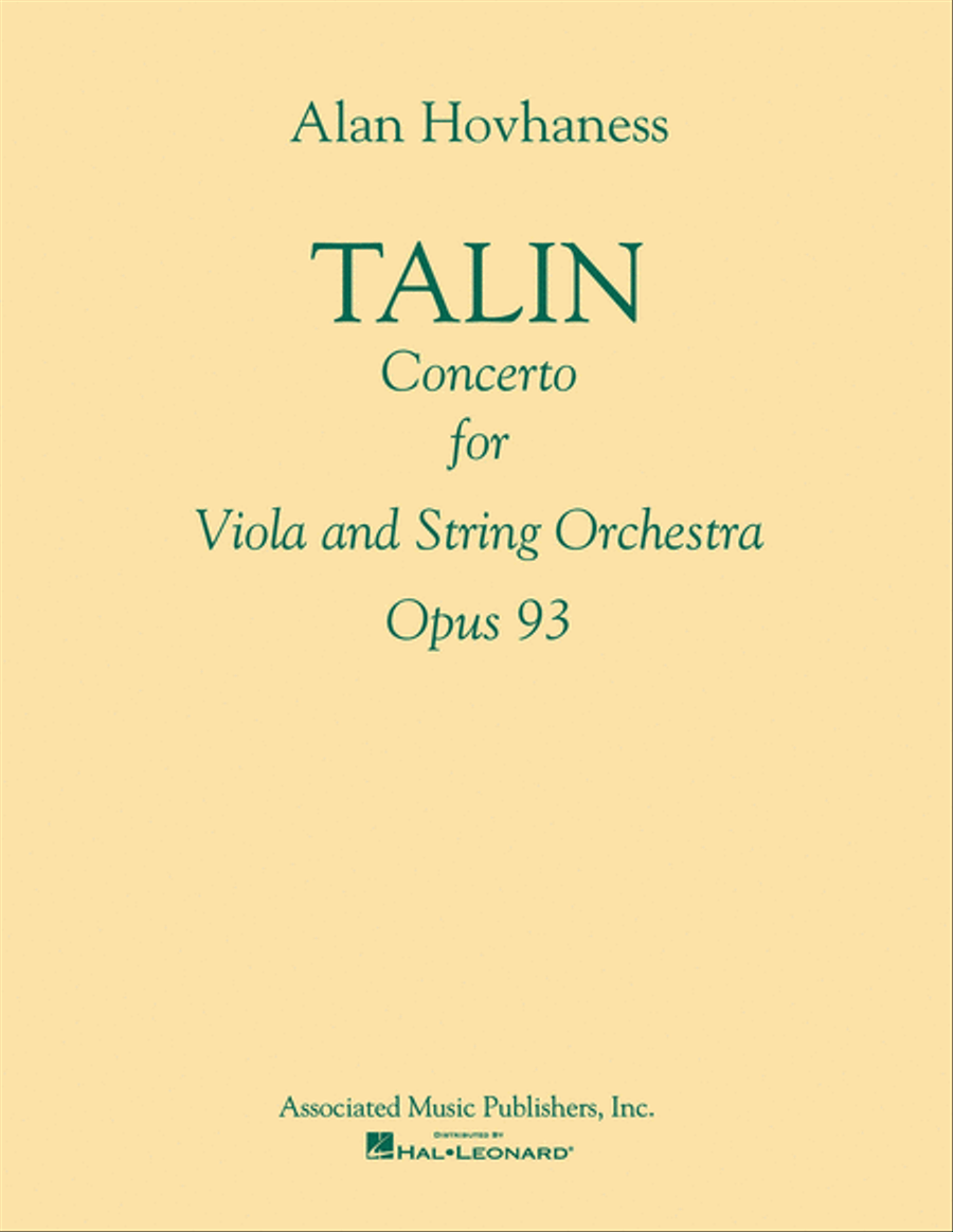 Book cover for Talin Concerto, Op. 93