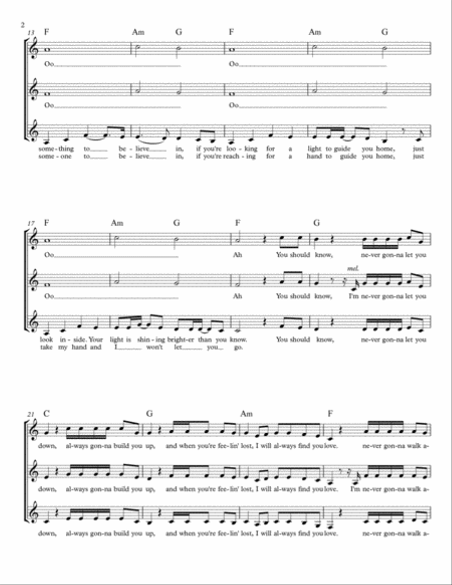 Never Gonna Let You Down SSA scores gallery preview page 2