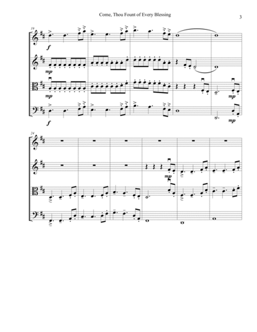 Come, Thou Fount of Every Blessing -- Intermediate String Quartet image number null