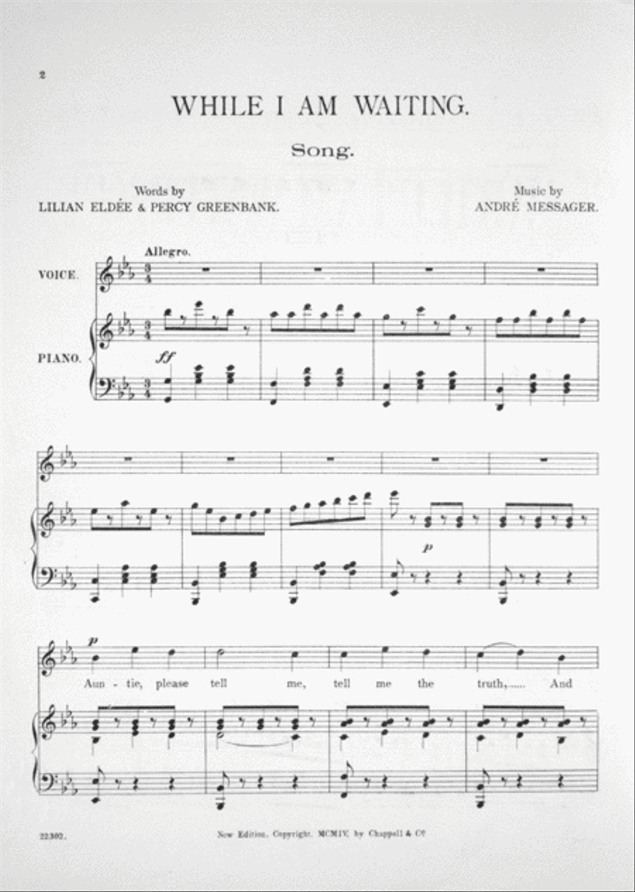 While I am Waiting. Valse Song Voice scores gallery preview page 2