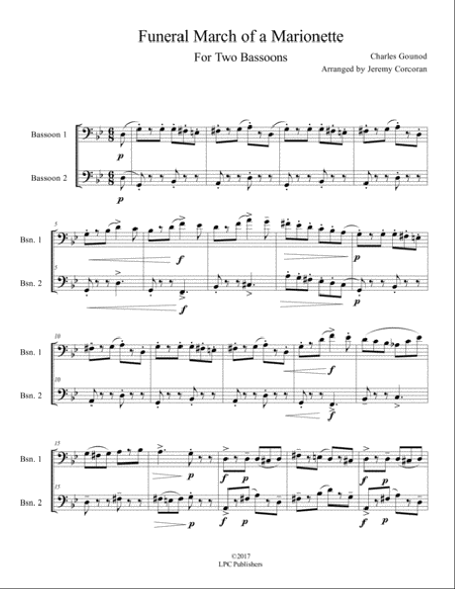 Funeral March of a Marionette for Two Bassoons Woodwind Duet scores gallery preview page 2