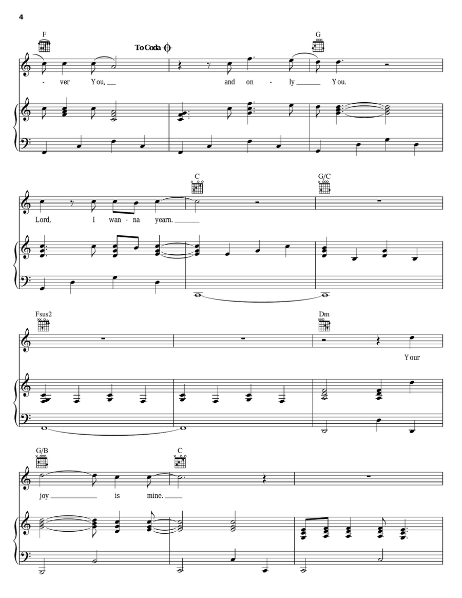 Yearn Yearn Piano, Vocal, Guitar scores gallery preview page 4