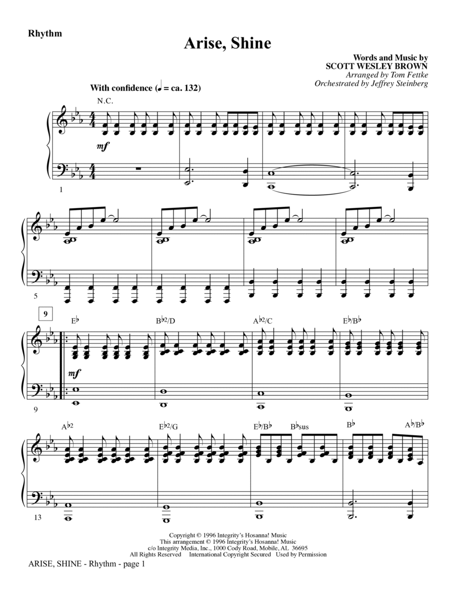 Arise, Shine (arr. Tom Fettke) - Rhythm Choir scores gallery preview page 1