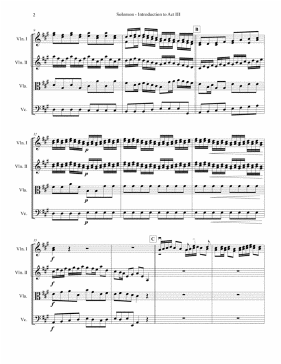 Solomon, Introduction to Act III, Entrance of the Queen of Sheba (score only) String Orchestra scores gallery preview page 4