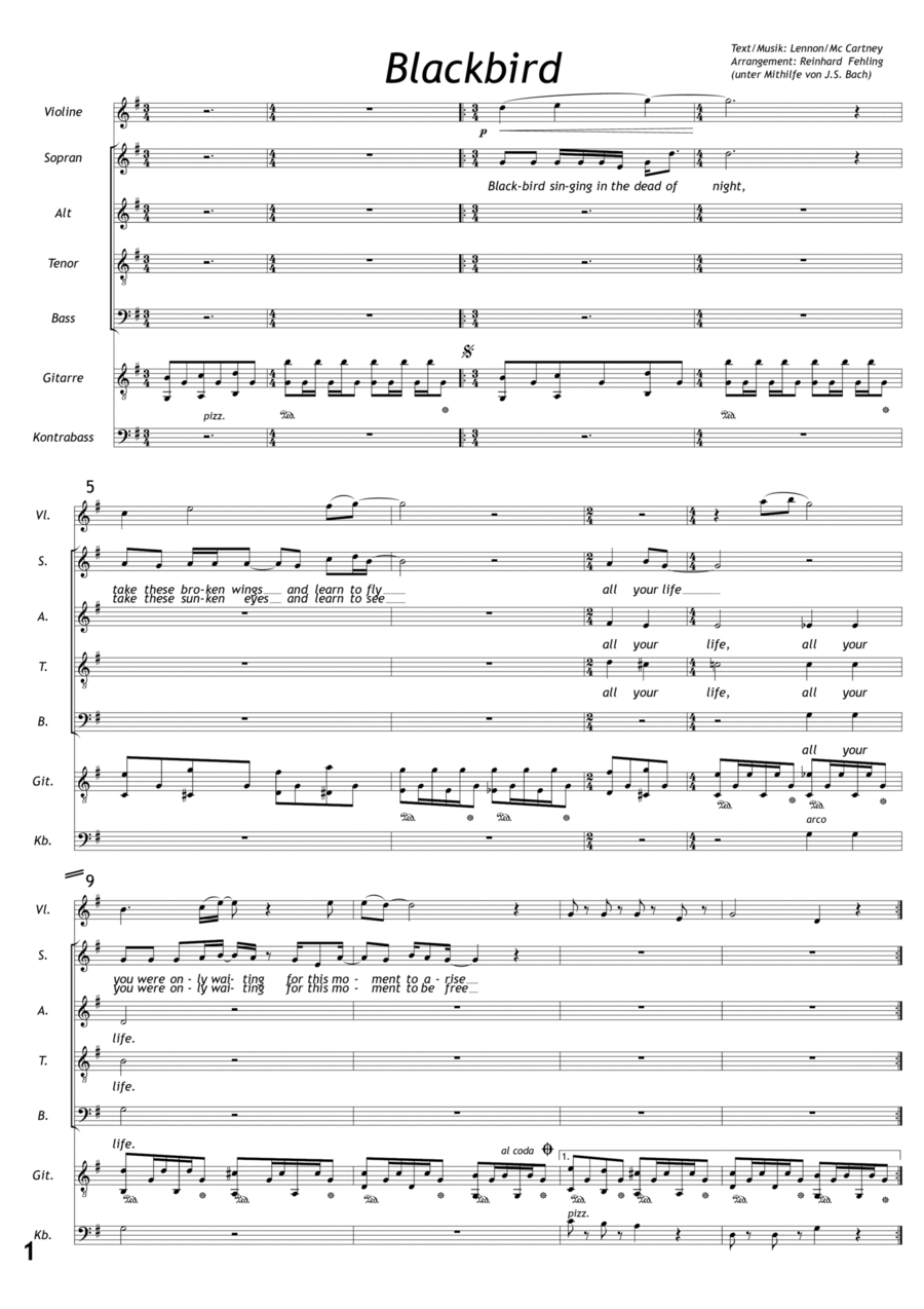 Blackbird 4-Part scores gallery preview page 1