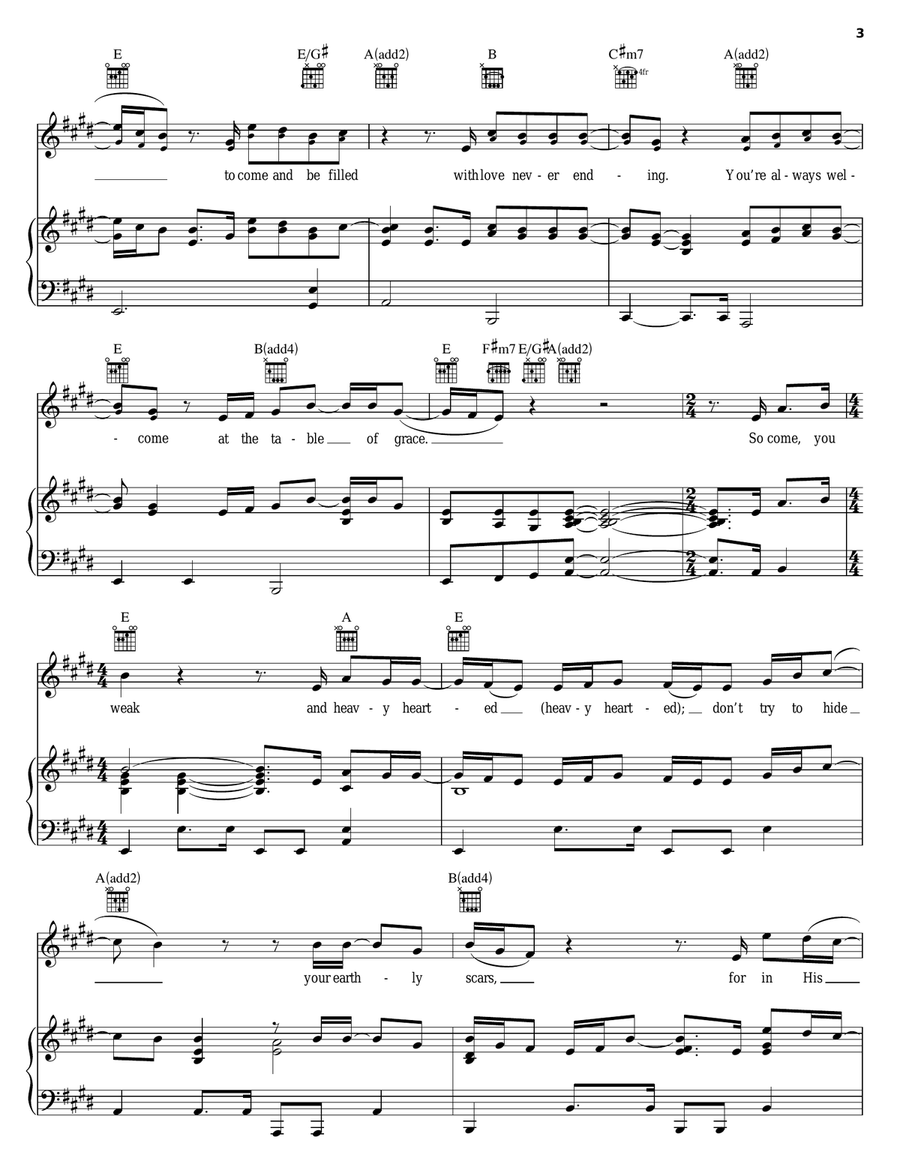Table Of Grace Table Of Grace Piano, Vocal, Guitar scores gallery preview page 3