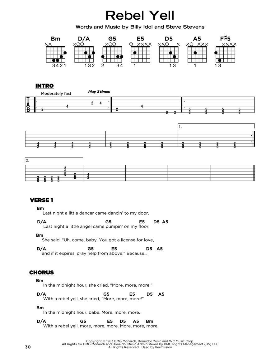 Rebel Yell Acoustic Guitar scores gallery preview page 1