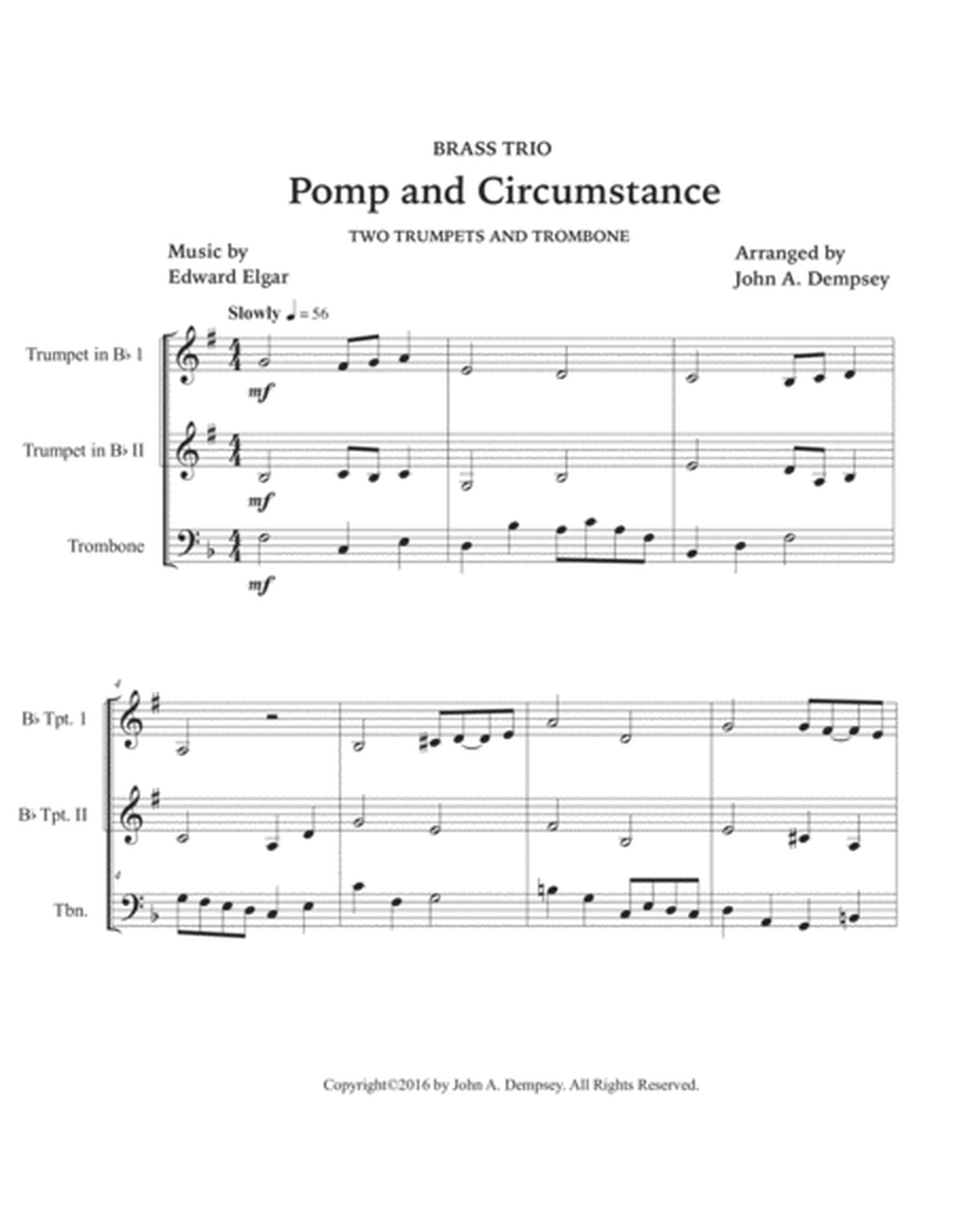 Pomp and Circumstance (Brass Trio for Two Trumpets and Trombone) image number null