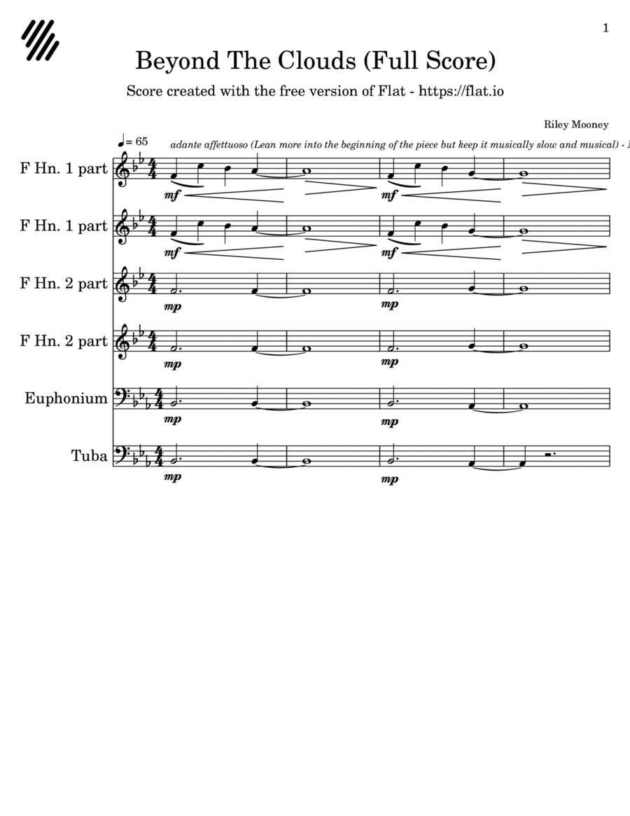 Beyond The Clouds Brass Ensemble scores gallery preview page 1