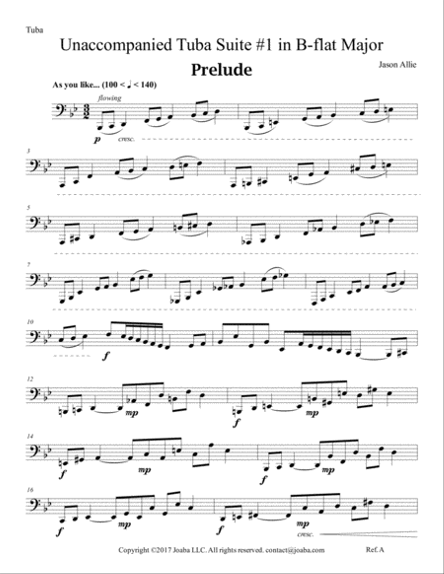 Unaccompanied Tuba Suite #1 in B-flat Major Tuba scores gallery preview page 2