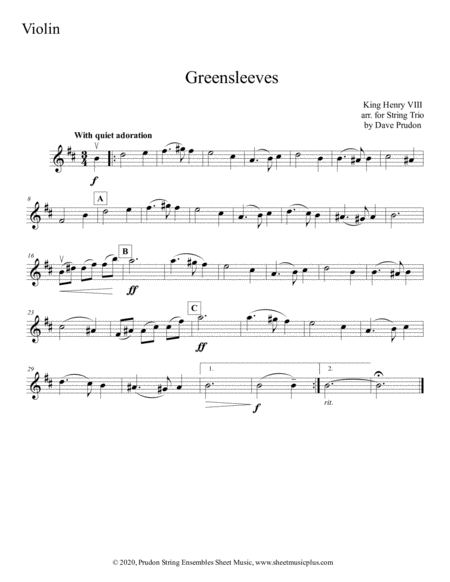 Greensleeves for String Trio image number null