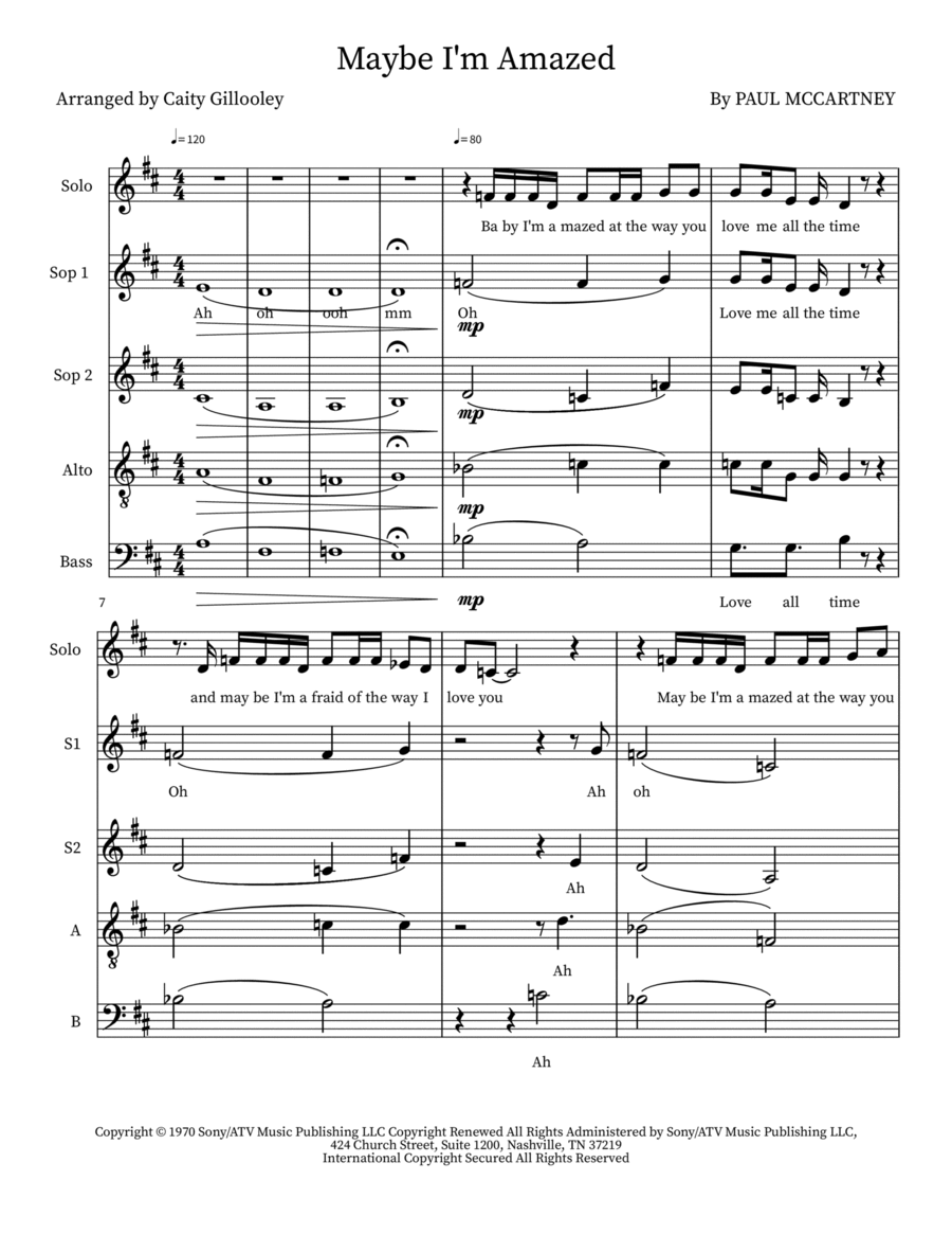 Maybe I'm Amazed 4-Part scores gallery preview page 1